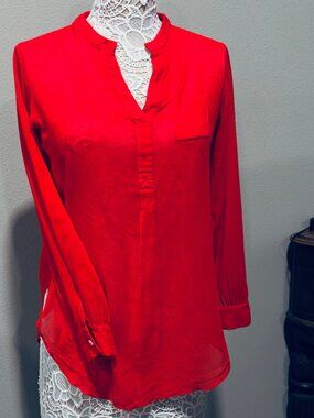 size s, vintage christine Albers, vivid Red, blouse, long sleeve